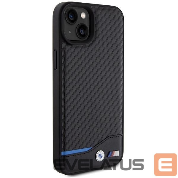 Aizmugurējais vāciņš BMW BMW Leather Carbon case for iPhone 15 Plus - black