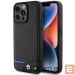 Aizmugurējais vāciņš BMW  BMW Leather Carbon case for iPhone 15 Pro Max - black 