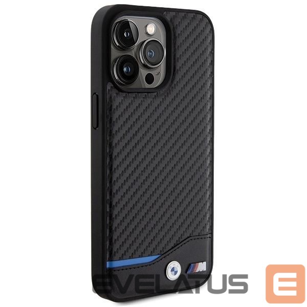 Aizmugurējais vāciņš BMW BMW Leather Carbon case for iPhone 15 Pro Max - black