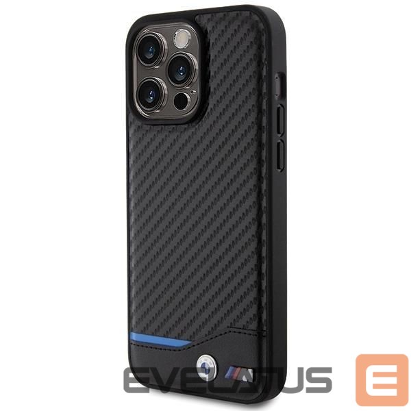 Aizmugurējais vāciņš BMW BMW Leather Carbon case for iPhone 15 Pro Max - black