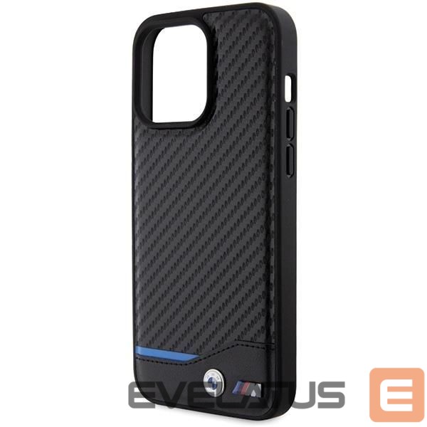 Aizmugurējais vāciņš BMW BMW Leather Carbon case for iPhone 15 Pro Max - black