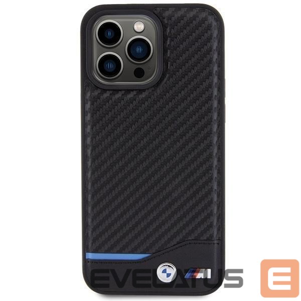 Aizmugurējais vāciņš BMW BMW Leather Carbon case for iPhone 15 Pro Max - black