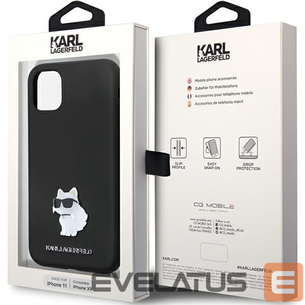 Aizmugurējais vāciņš Karl Lagerfeld Karl Lagerfeld KLHCN61SMHCNPK case for iPhone 11 / Xr - black Silicone C Metal Pin