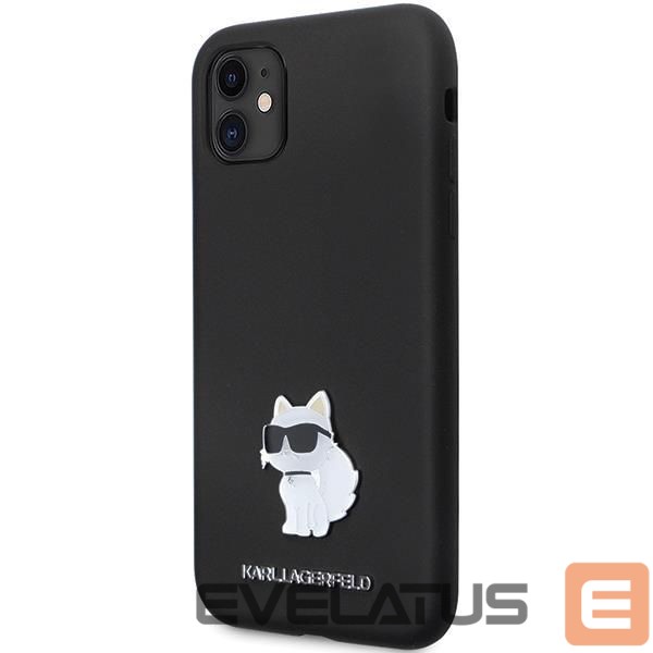 Aizmugurējais vāciņš Karl Lagerfeld Karl Lagerfeld KLHCN61SMHCNPK case for iPhone 11 / Xr - black Silicone C Metal Pin