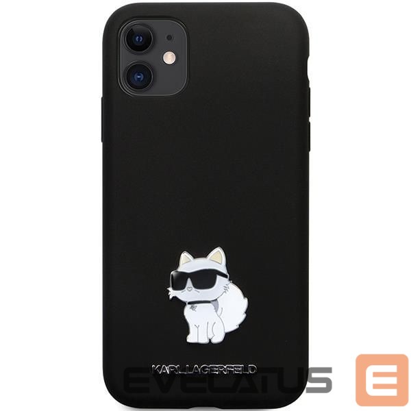 Aizmugurējais vāciņš Karl Lagerfeld Karl Lagerfeld KLHCN61SMHCNPK case for iPhone 11 / Xr - black Silicone C Metal Pin