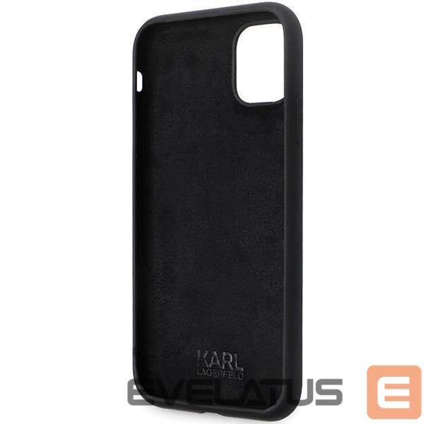 Aizmugurējais vāciņš Karl Lagerfeld Karl Lagerfeld KLHCN61SMHCNPK case for iPhone 11 / Xr - black Silicone C Metal Pin