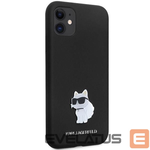 Aizmugurējais vāciņš Karl Lagerfeld Karl Lagerfeld KLHCN61SMHCNPK case for iPhone 11 / Xr - black Silicone C Metal Pin