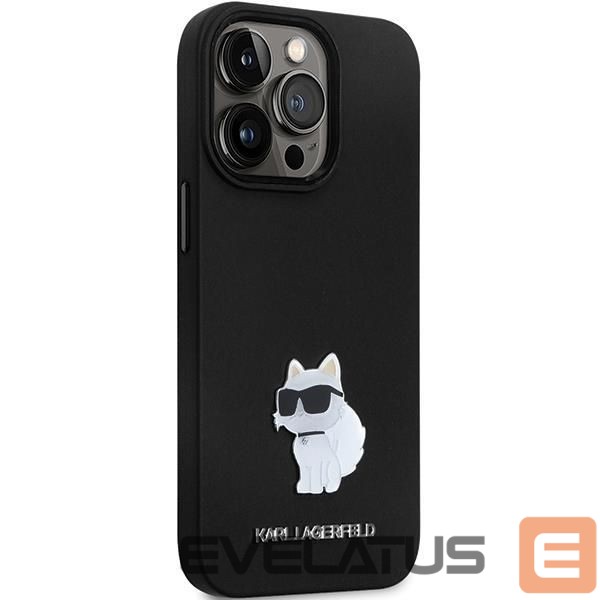 Aizmugurējais vāciņš Karl Lagerfeld Karl Lagerfeld KLHCP13LSMHCNPK case for iPhone 13 Pro / 13 - black Silicone C Metal Pin