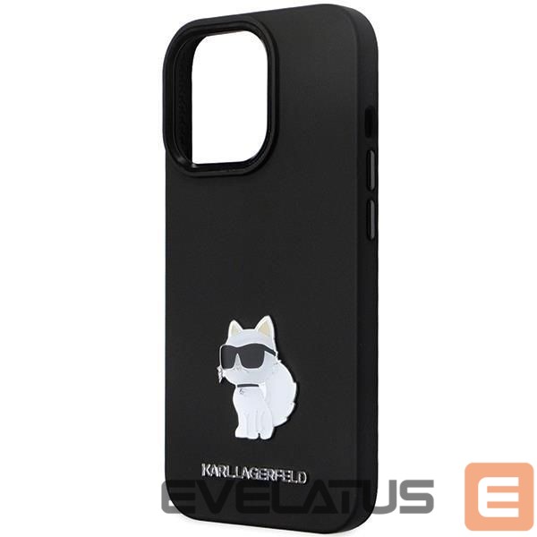 Aizmugurējais vāciņš Karl Lagerfeld Karl Lagerfeld KLHCP13LSMHCNPK case for iPhone 13 Pro / 13 - black Silicone C Metal Pin
