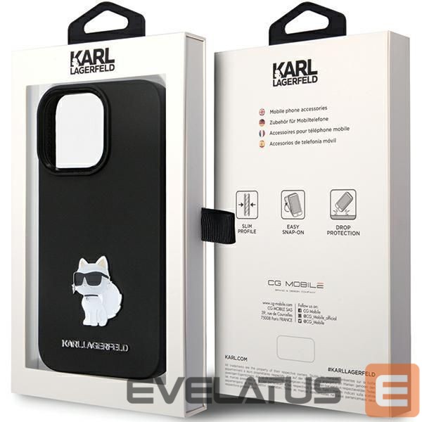 Aizmugurējais vāciņš Karl Lagerfeld Karl Lagerfeld KLHCP13LSMHCNPK case for iPhone 13 Pro / 13 - black Silicone C Metal Pin