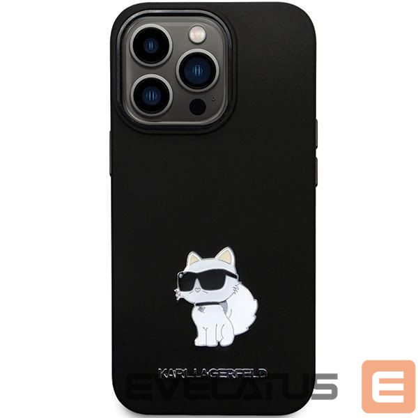 Aizmugurējais vāciņš Karl Lagerfeld Karl Lagerfeld KLHCP13LSMHCNPK case for iPhone 13 Pro / 13 - black Silicone C Metal Pin