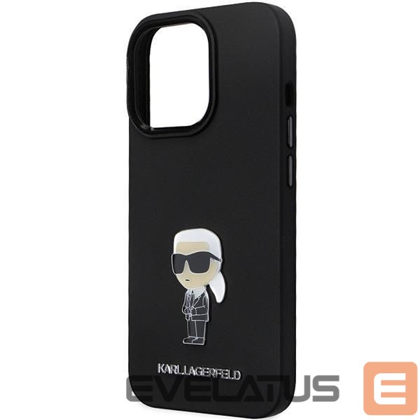 Aizmugurējais vāciņš Karl Lagerfeld Karl Lagerfeld KLHCP13LSMHKNPK case for iPhone 13 Pro / 13 - black Silicone Ikonik Metal Pin