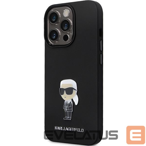 Aizmugurējais vāciņš Karl Lagerfeld Karl Lagerfeld KLHCP13LSMHKNPK case for iPhone 13 Pro / 13 - black Silicone Ikonik Metal Pin