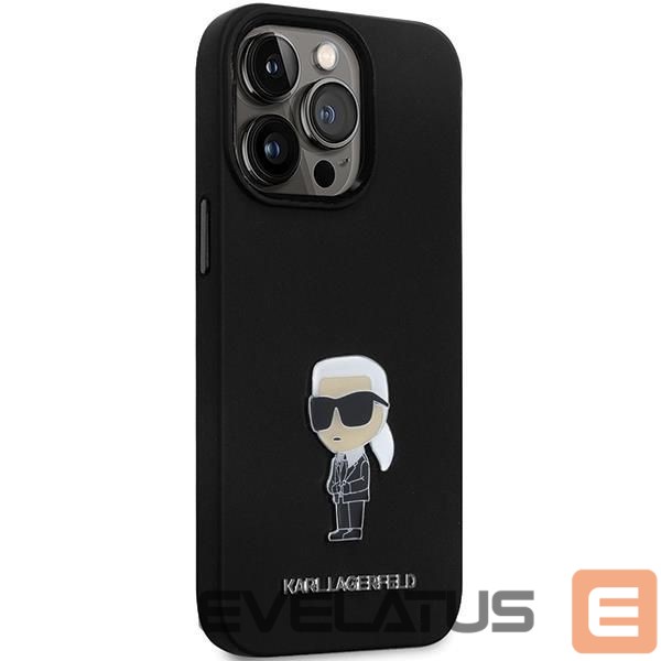 Aizmugurējais vāciņš Karl Lagerfeld Karl Lagerfeld KLHCP13LSMHKNPK case for iPhone 13 Pro / 13 - black Silicone Ikonik Metal Pin