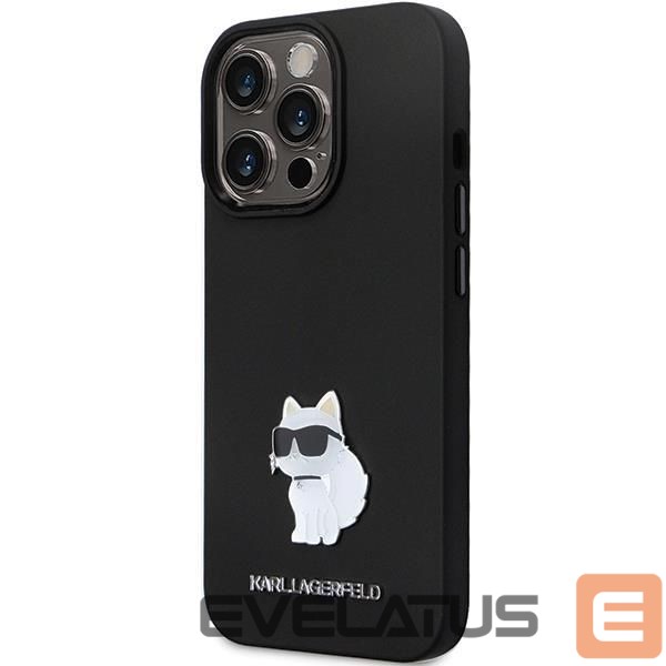 Aizmugurējais vāciņš Karl Lagerfeld Karl Lagerfeld KLHCP14LSMHCNPK case for iPhone 14 Pro - black Silicone C Metal Pin