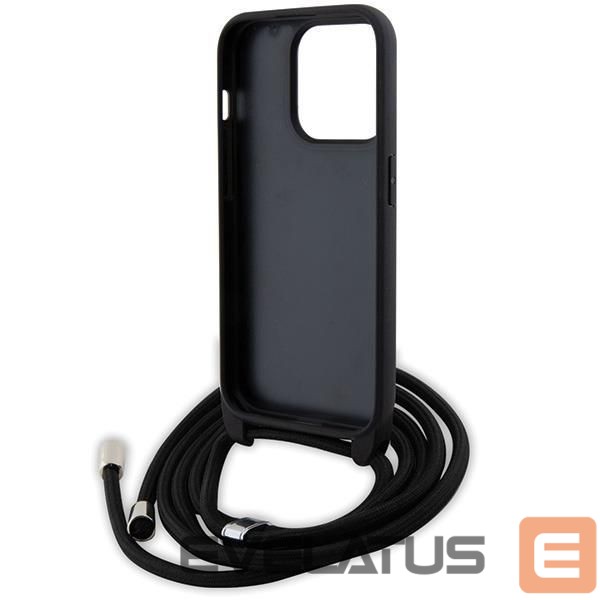 Aizmugurējais vāciņš Karl Lagerfeld Karl Lagerfeld Crossbody Saffiano Metal Pin Karl & Choupette case for iPhone 15 Pro - black