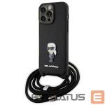 Aizmugurējais vāciņš Karl Lagerfeld  Karl Lagerfeld Crossbody Saffiano Monogram Metal Pin Karl & Choupette Case for iPhone 15 Pro Max - Black 