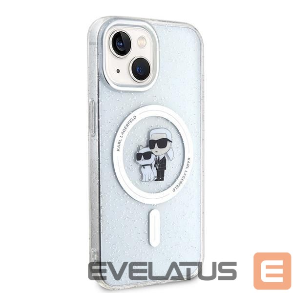 Aizmugurējais vāciņš Karl Lagerfeld Karl Lagerfeld Karl&Choupette Glitter MagSafe case for iPhone 15 Plus - transparent