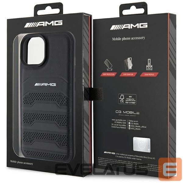 Aizmugurējais vāciņš Mercedes-Benz AMG Leather Debossed Lines case for iPhone 15 Plus - black