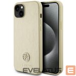 Aizmugurējais vāciņš Guess  Guess Leather 4G Metal Logo Strass case for iPhone 15 - gold