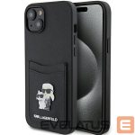 Aizmugurējais vāciņš Karl Lagerfeld  Karl Lagerfeld Saffiano Cardslot Karl&Choupette Metal Pin case for iPhone 15 - black 