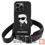 Aizmugurējais vāciņš Karl Lagerfeld  Karl Lagerfeld KLHCP15SSCBSKNK iPhone 15 6.1" hardcase black/black Crossbody Silicone Ikonik 