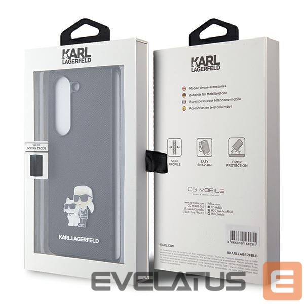 Aizmugurējais vāciņš Karl Lagerfeld Karl Lagerfeld Saffiano Karl&Choupette Pin case for Samsung Galaxy Z Fold 5 - black