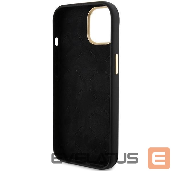 Aizmugurējais vāciņš Guess Guess Silicone Script Metal Logo & Frame case for iPhone 15 - black