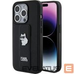 Aizmugurējais vāciņš Karl Lagerfeld  Karl Lagerfeld Gripstand Saffiano Choupette Pins case for iPhone 15 Pro Max - black 
