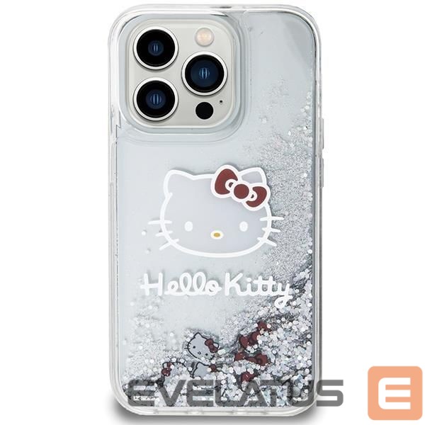 Aizmugurējais vāciņš Hello Kitty Hello Kitty Liquid Glitter Charms Kitty Head case for iPhone 13 Pro / 13 - silver