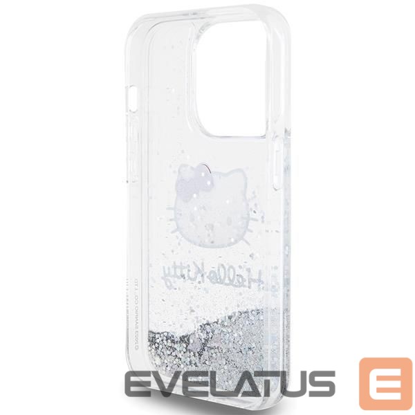 Aizmugurējais vāciņš Hello Kitty Hello Kitty Liquid Glitter Charms Kitty Head case for iPhone 13 Pro / 13 - silver