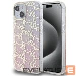 Aizmugurējais vāciņš Hello Kitty  Hello Kitty IML Gradient Electrop Crowded Kitty Head case for iPhone 15 - pink 