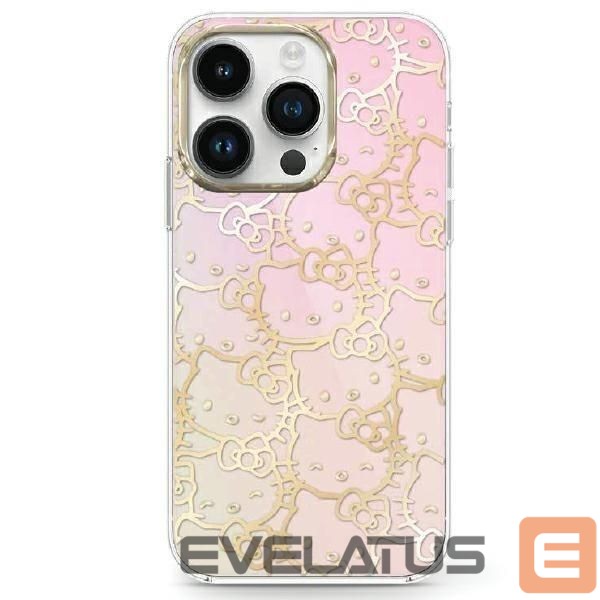 Aizmugurējais vāciņš Hello Kitty Hello Kitty IML Gradient Electrop Crowded Kitty Head case for iPhone 15 - pink