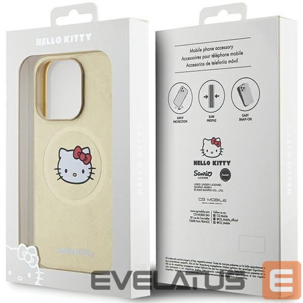 Aizmugurējais vāciņš Hello Kitty Hello Kitty Leather Kitty Head MagSafe case for iPhone 15 Pro Max - gold