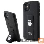 Aizmugurējais vāciņš Karl Lagerfeld  Karl Lagerfeld Gripstand Saffiano Choupette Pins Case for iPhone 11 / Xr - Black 