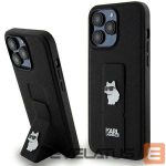 Aizmugurējais vāciņš Karl Lagerfeld  Karl Lagerfeld Gripstand Saffiano Choupette Pins Case for iPhone 13 Pro / 13 - Black 