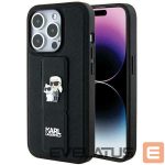 Aizmugurējais vāciņš Karl Lagerfeld  Karl Lagerfeld Gripstand Saffiano Karl&Choupette Pins case for iPhone 13 Pro / 13 - black 