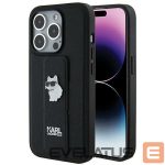Aizmugurējais vāciņš Karl Lagerfeld  Karl Lagerfeld Gripstand Saffiano Choupette Pins case for iPhone 14 Pro Max - black 