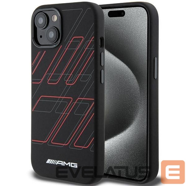Aizmugurējais vāciņš Mercedes-Benz AMG Silicone Large Rhombuses Pattern MagSafe Case for iPhone 15 Plus / 14 Plus - Black