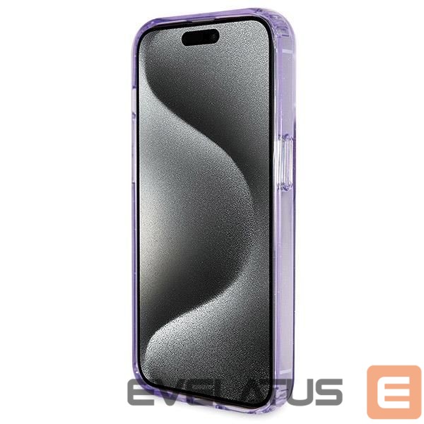 Aizmugurējais vāciņš Guess Guess Ring Stand Script Glitter MagSafe case for iPhone 14 Pro Max - purple