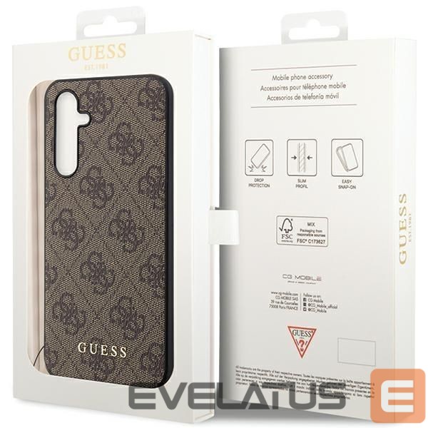 Aizmugurējais vāciņš Guess Guess GUHCS23FEGF4GBR S23 FE S711 brown/brown hardcase 4G Charms Collection