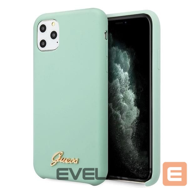 Aizmugurējais vāciņš Guess Guess GUHCN65LSLMGG iPhone 11 Pro Max green/green hard case Silicone Vintage Gold Logo