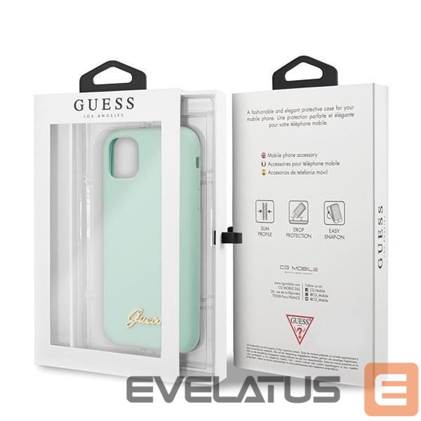 Aizmugurējais vāciņš Guess Guess GUHCN65LSLMGG iPhone 11 Pro Max green/green hard case Silicone Vintage Gold Logo