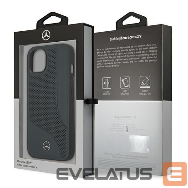 Aizmugurējais vāciņš Mercedes-Benz Mercedes Leather Perforated Area Case for iPhone 13 mini - Navy Blue