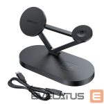 Bezvadu lādētājs Acefast  Acefast 15W Qi Wireless Charger for iPhone (with MagSafe), Apple Watch and Apple AirPods Stand Holder Magnetic Holder Black (E9 black) Black