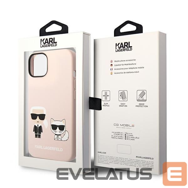 Aizmugurējais vāciņš Karl Lagerfeld Karl Lagerfeld KLHMP14SSSKCI iPhone 14 6.1 "hardcase light pink / light pink Silicone Karl & Choupette Magsafe
