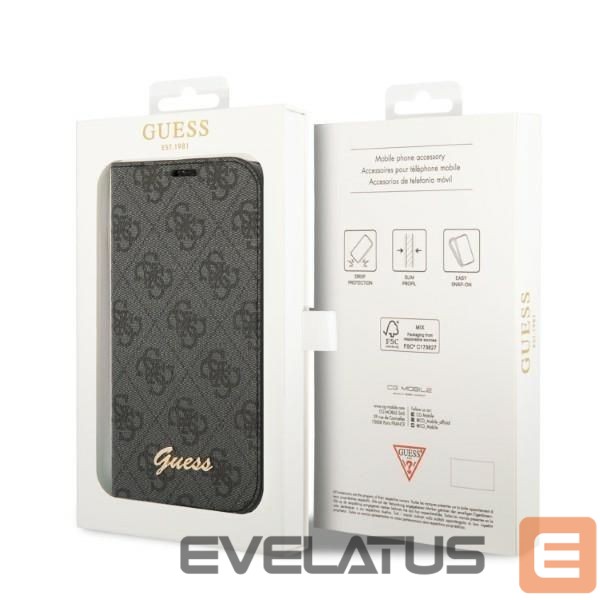 Aizmugurējais vāciņš Guess Guess GUBKP14LHG4SHK iPhone 14 Pro 6.1 "black / black book 4G Vintage Gold Logo