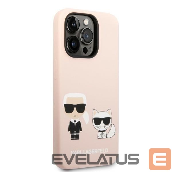 Aizmugurējais vāciņš Karl Lagerfeld Karl Lagerfeld KLHMP14LSSKCI iPhone 14 Pro 6.1 "hardcase light pink / light pink Silicone Karl & Choupette Magsafe
