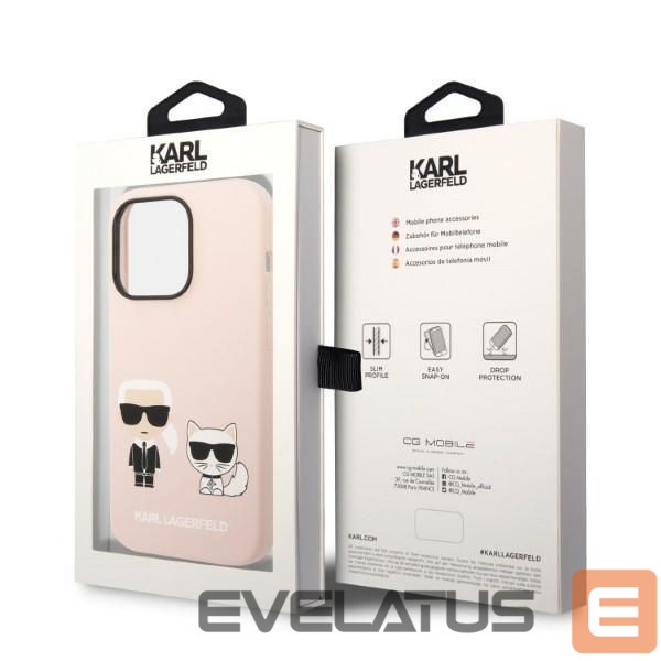 Aizmugurējais vāciņš Karl Lagerfeld Karl Lagerfeld KLHMP14XSSKCI iPhone 14 Pro Max 6.7" hardcase light pink/light pink Silicone Karl & Choupette Magsafe