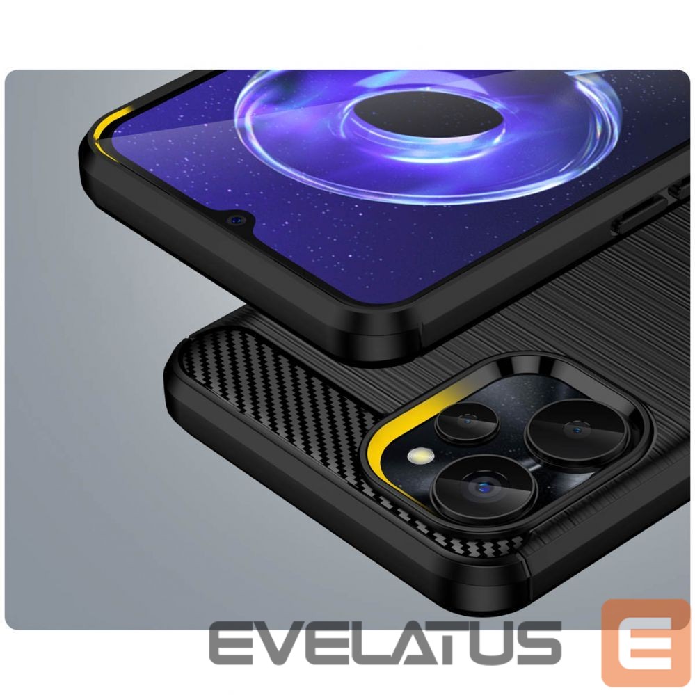 Aizmugurējais vāciņš Hurtel Carbon Case for Realme 10 5G / Realme 9i 5G Flexible Silicone Carbon Cover Black